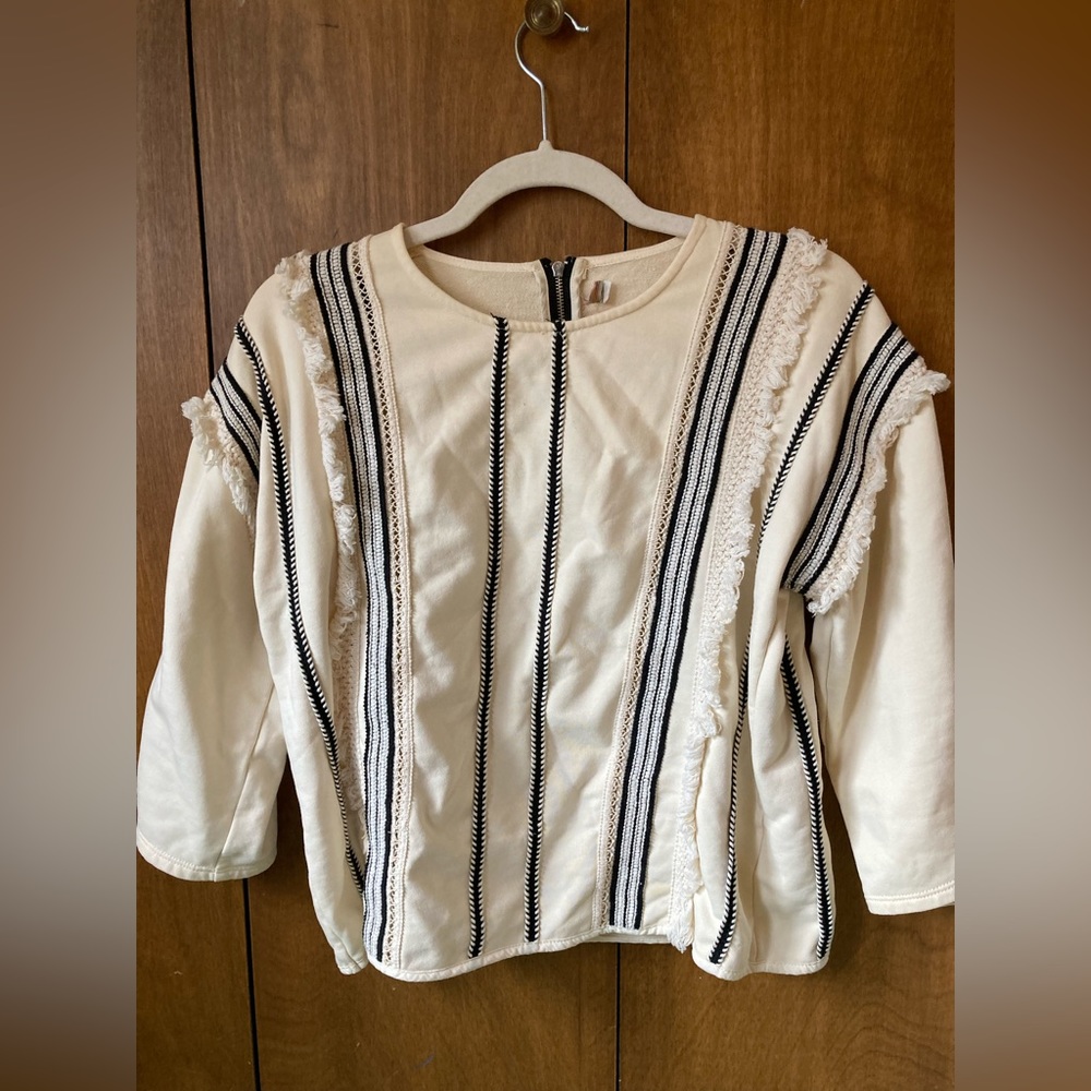 Anthropologie Anthro Eri + Ali Macrame Tassel Boho Top